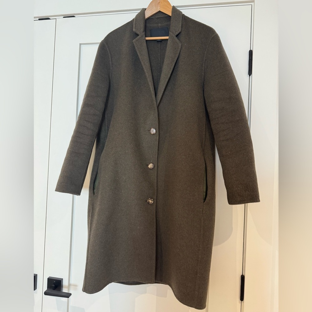 100% cashmere J Crew Collection rare olive green coat size 6